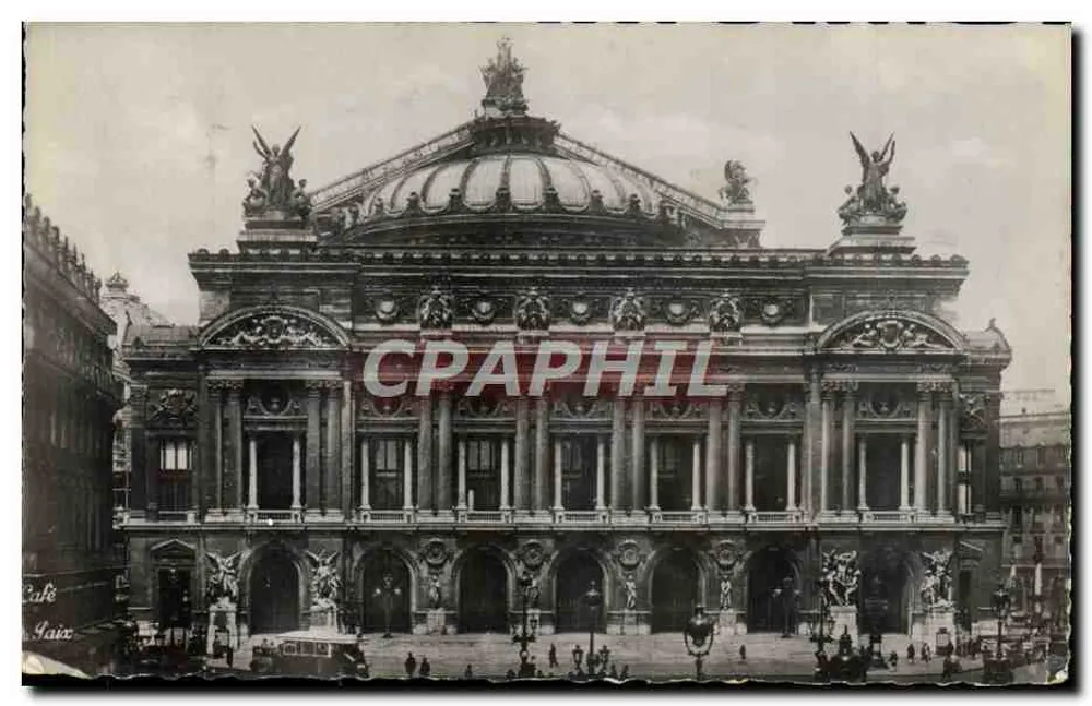 Ópera de Paris — fachada decorada com estátuas de anjos — editor ABEILLE - Paris - M. n°31 - Frente