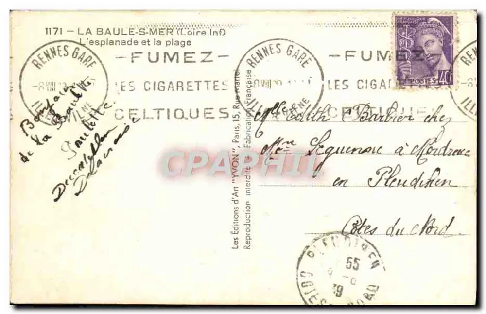 La Baule-Saint-Herblain — A esplanada e a praia — Edições de Arte 'Yvon' - Verso