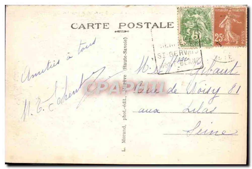 O Laco de Combloux e o Monte Branco — Alta Saboia — editor L. Morand, n° 565 - Verso