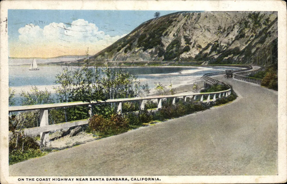 Küstenstraße nahe Santa Barbara, Kalifornien — Verlag nicht sichtbar, Seriennummer nicht lesbar - Vorderseite