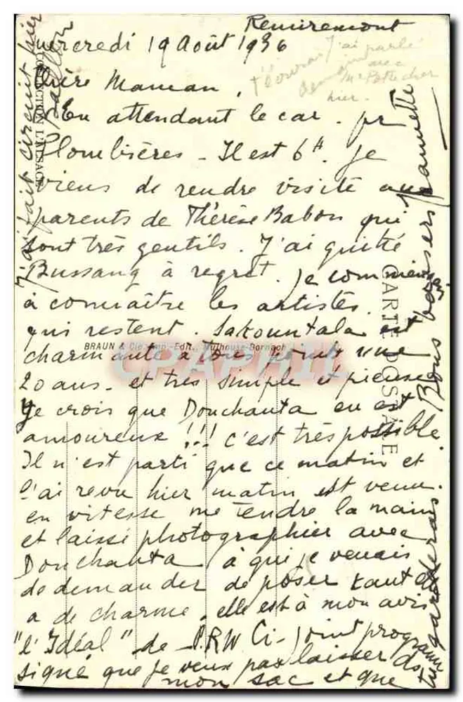 Tal von Masevaux — Blick auf den See Alfeld — Verlag Braun & Cie, Nr. 151 - Rückseite