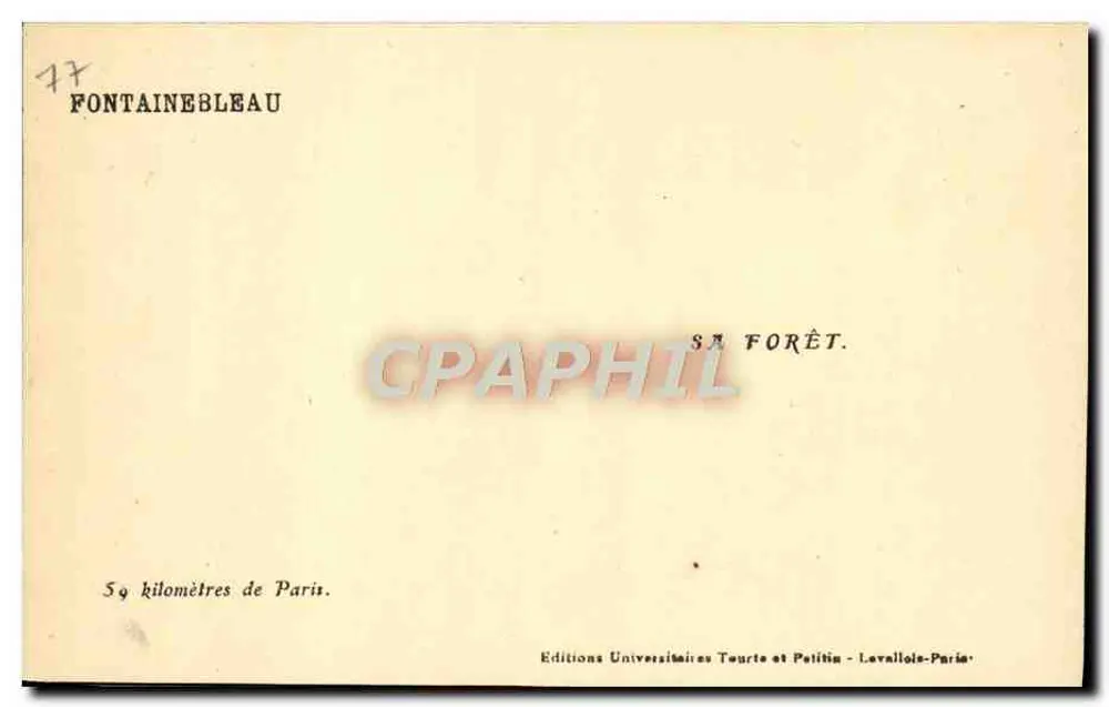 Uma Avenida da Floresta — Fontainebleau — Edições Universitárias Tourte e Pelitia - Levallois-Paris - Verso