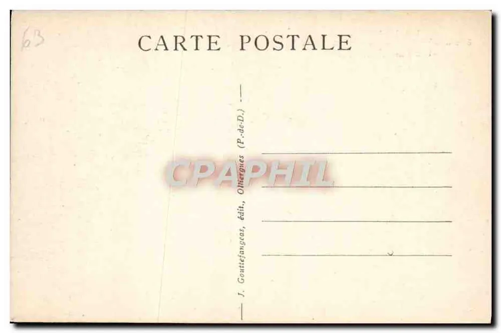 A Auvergne — Cume do Sancy (1886 m de altitude) — J. Gouttefangeas, editor, Ollargues (P.-de-D.) - Verso