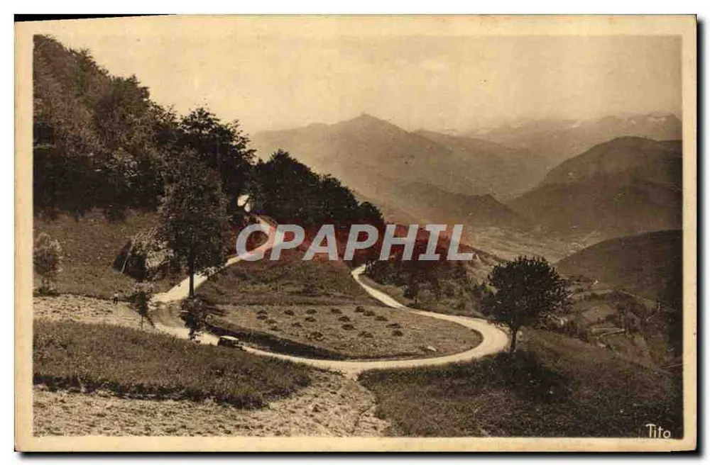 Route der Pyrenäen — Die Abfahrt von COL D'ASPIN-sur-ARREAU — Verlag Bio Fèrèd, bordelaische Ausgabe - Vorderseite
