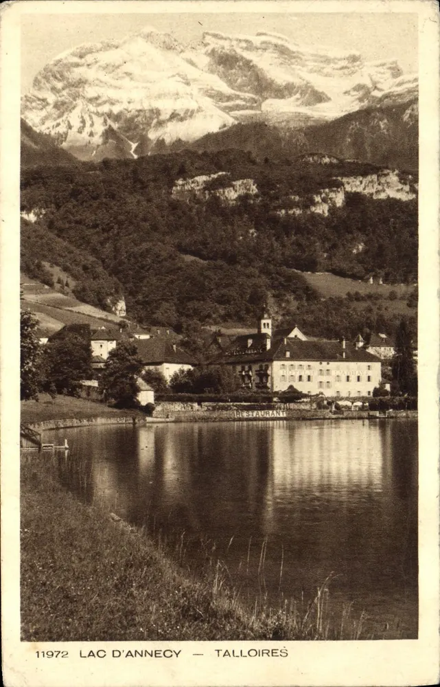 Lago de Annecy — Talloires — Restaurante — editor Braun & Cie, imp. Doma - Frente