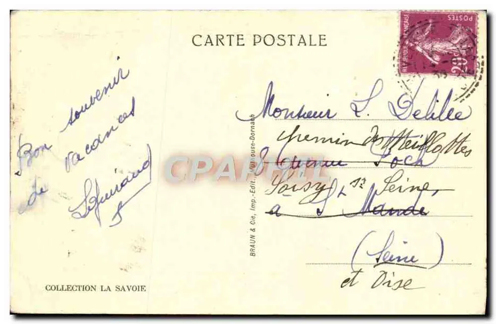 Lago de Annecy — Talloires — Restaurante — editor Braun & Cie, imp. Doma - Verso
