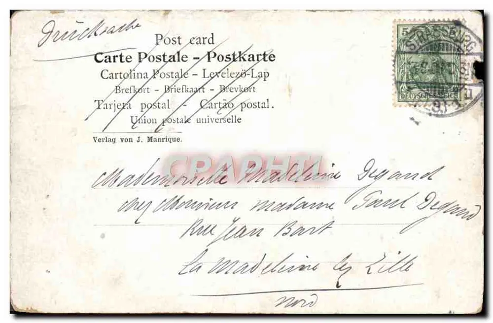 Strasbourg - Ancien Château - Altes Schloss — éditeur STÄNERCK, PARIS - Verso
