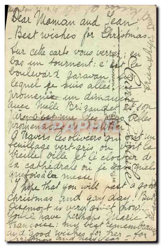 Menton — Através dos Oliveiras — LL. — Selecta - Verso