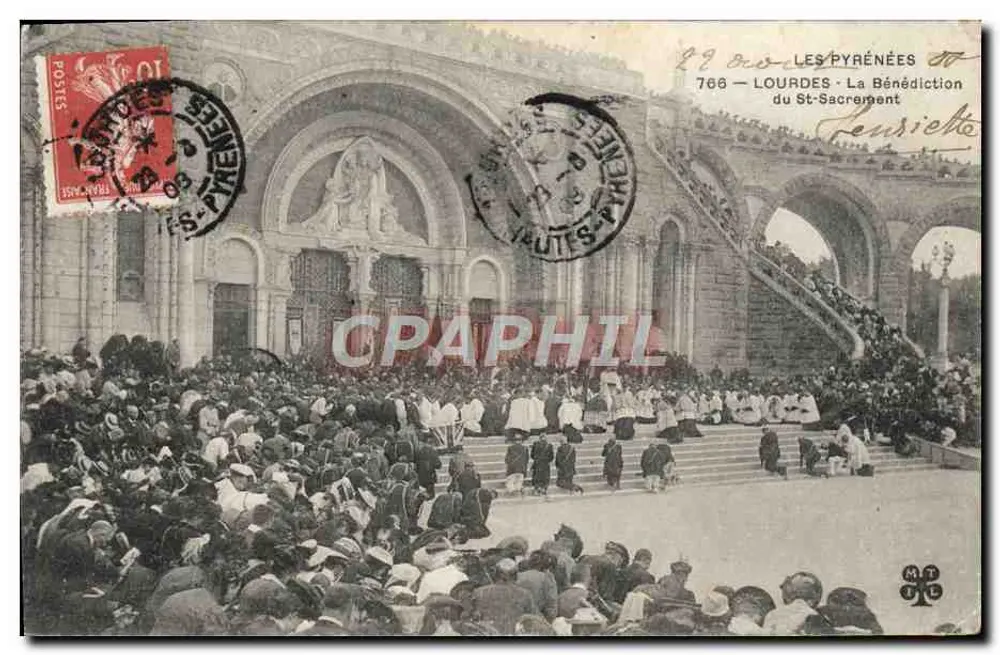 Lourdes — A Bênção do Santo Sacramento — Editor M. P. (n° 766) - Frente