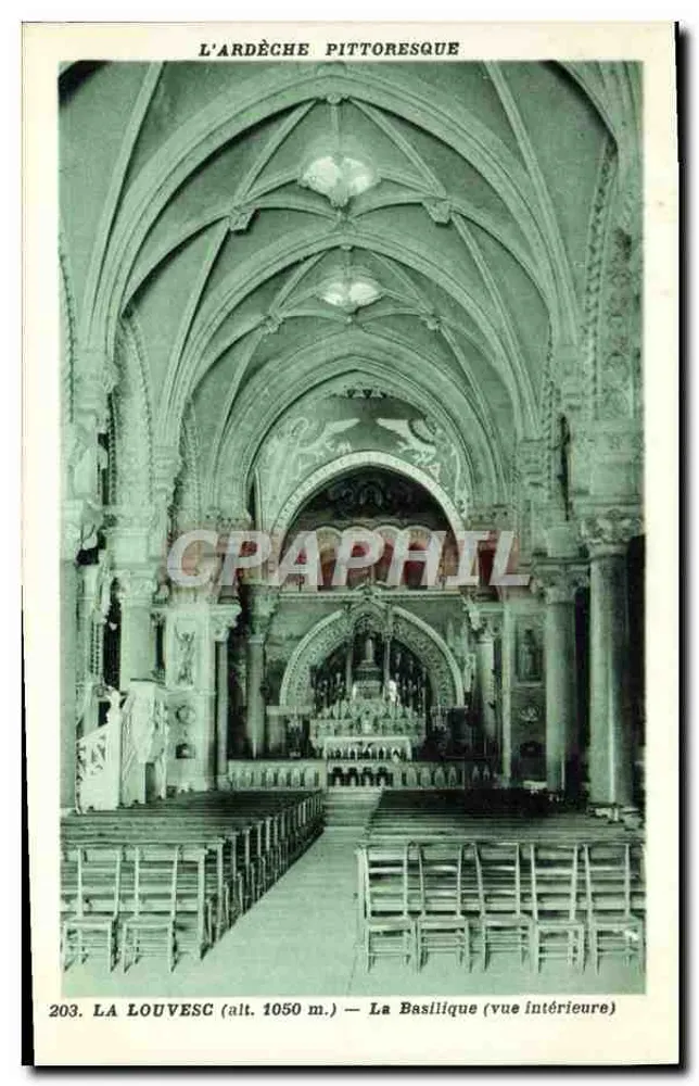 La Louvesc — A Basílica (visão interna) — Fototipia M. Lescuyer, Lyon - Frente