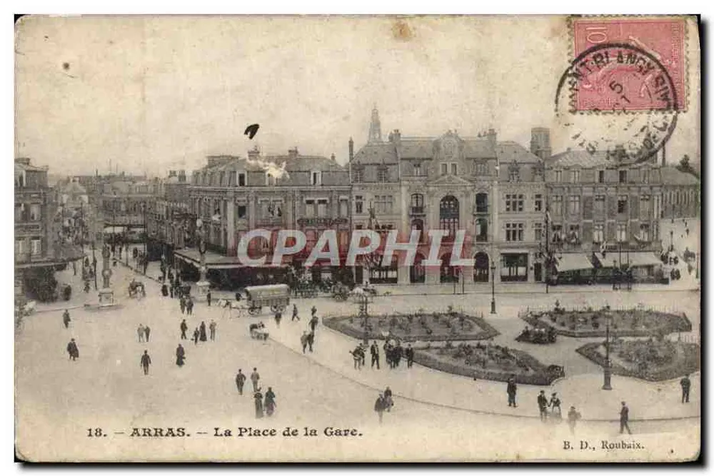 Arras — A Praça da Estação — B. D., Roubaix, n°18 - Frente