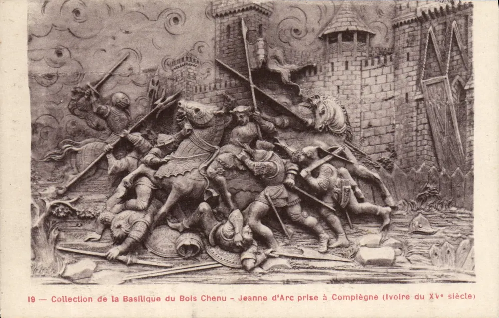 Jeanne d'Arc gefangen genommen in Compiègne — Sammlung der Basilika Bois Chenu — Elfenbein des 15. Jahrhunderts - Vorderseite