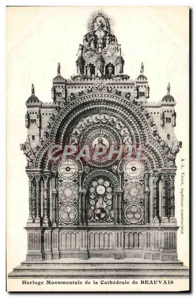 Monumentale Uhr der Kathedrale von BEAUVAIS — A.L. Verte, Ingenieur-Bauer - Vorderseite