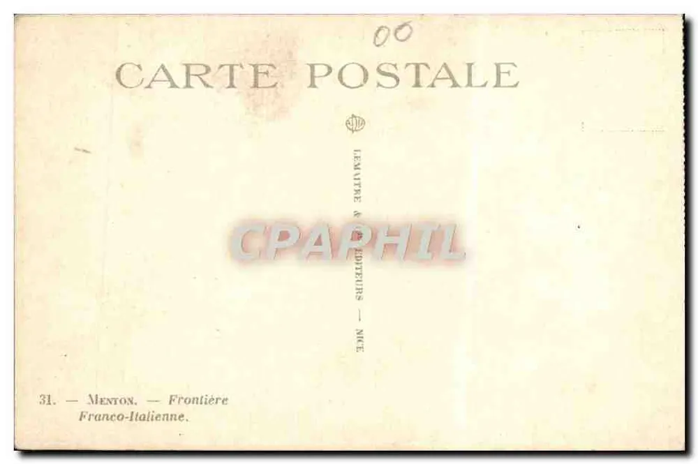 Menton — Fronteira Franco-Italiana — Lemavre & Cie Editores - Verso