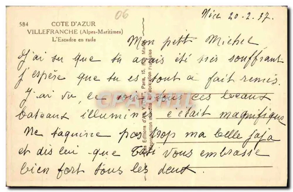 Villefranche-sur-Mer — Die Flotte im Hafen — Éditions d'Art Yvot, Paris - Rückseite