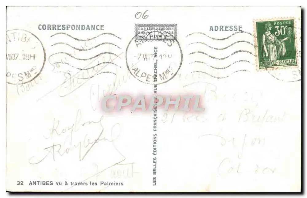 Antibes visto através dos Palmeiras — Les Belles Éditions Françaises n°32 - Verso