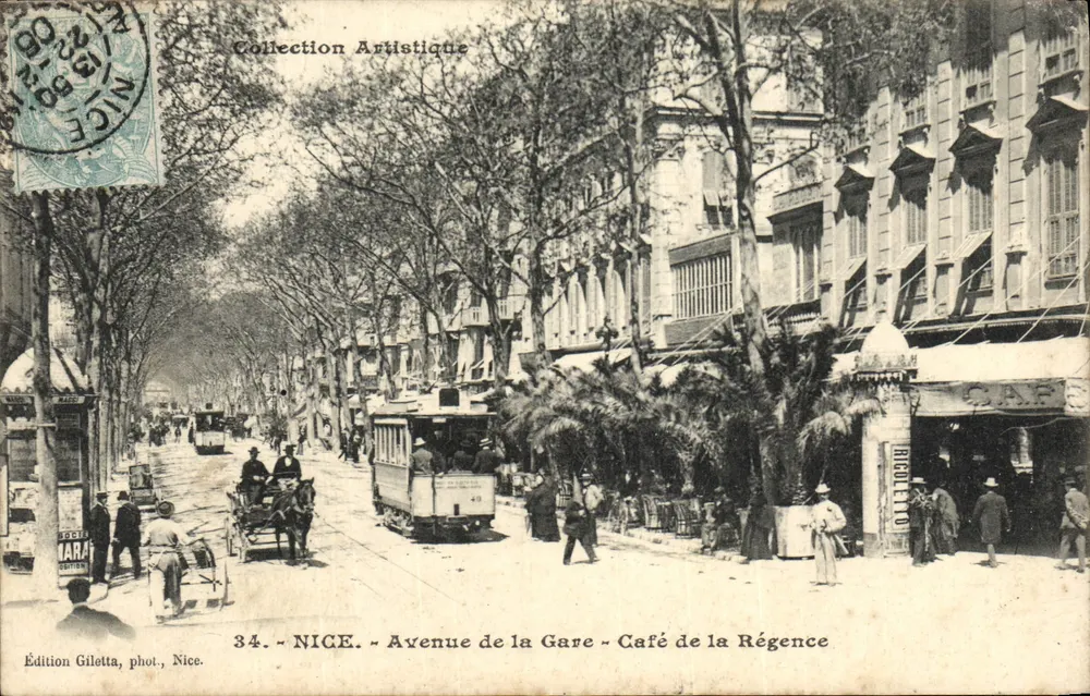 Avenue der Station - Café de la Régence — Künstlerische Sammlung — Gilelta-Edition, Nice, Nr. 34 - Vorderseite