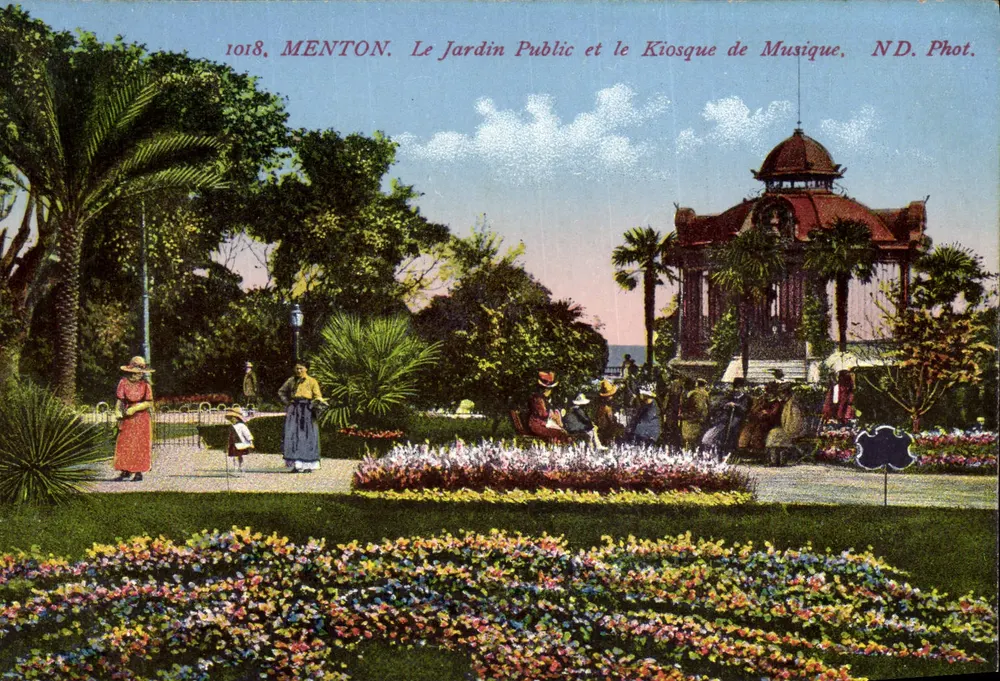 Menton. Der Öffentliche Garten und der Musikkiosk — ND. Fotografie n°1018 - Vorderseite