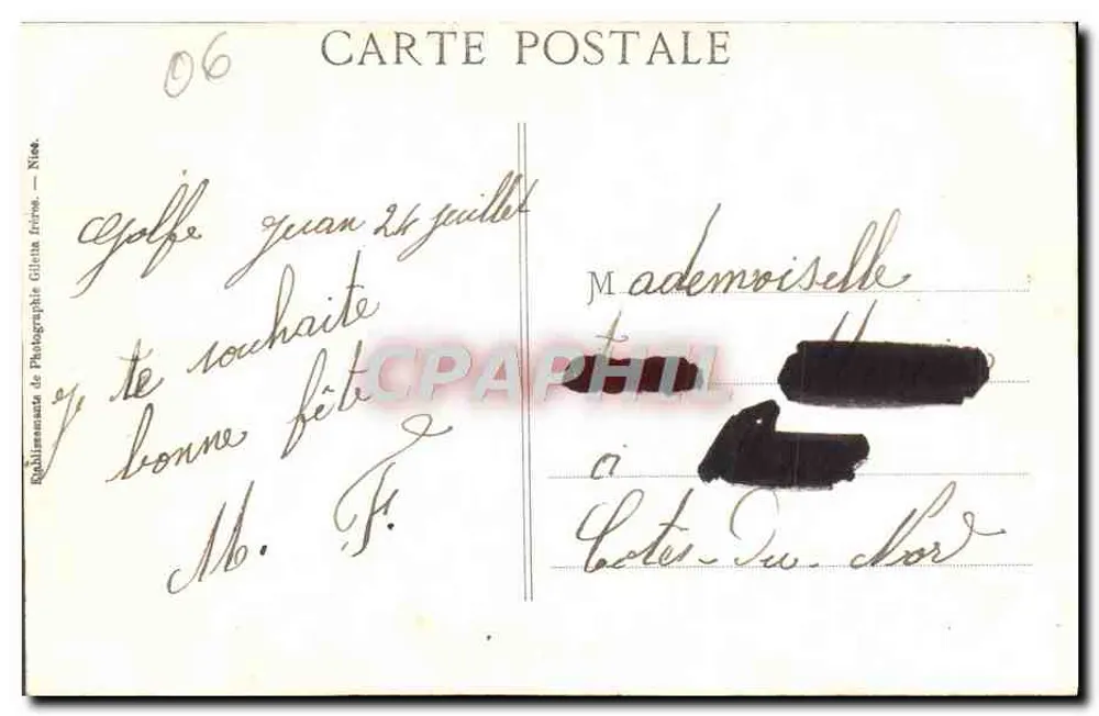 Nice - Jardins dos Palmier — Edição Giletta, n° 106 - Verso