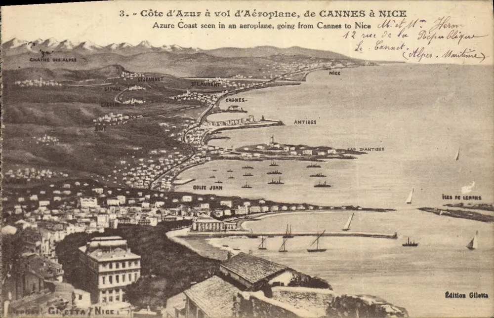 Costa do Azul por voo de Avião, de Cannes a Nice — Edição Gilotta - Frente