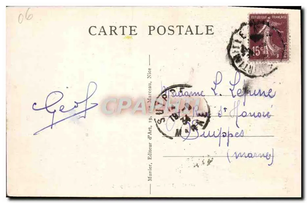 Menton — Interior do porto — Munier, editor de Arte, Nice, n°46 - Verso