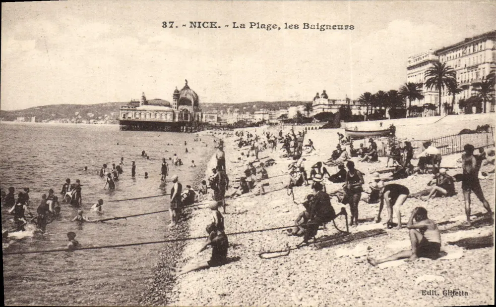 Nice - A Praia, os Banhistas — Ed. Gilletta, n° 37 - Frente