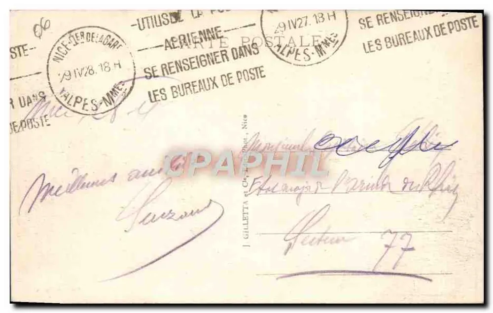 Nice - A Praia, os Banhistas — Ed. Gilletta, n° 37 - Verso