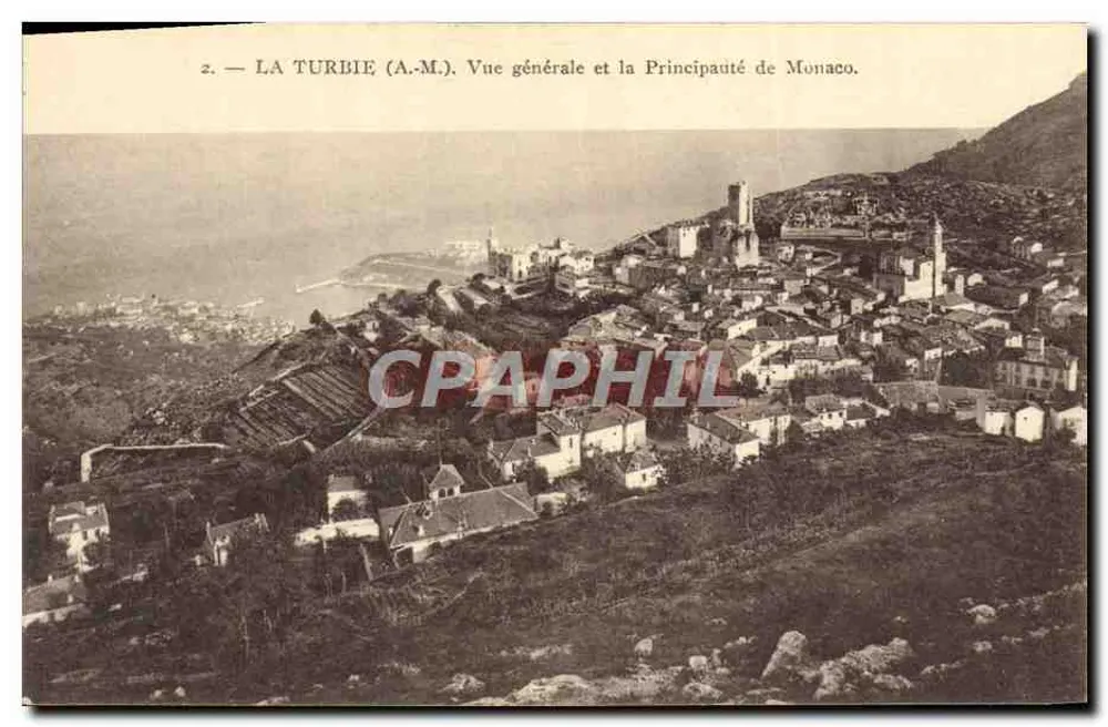 La Turbie (A.-M.) — Allgemeiner Blick und das Fürstentum Monaco — Rostan & Beneaud, Nizza - Vorderseite