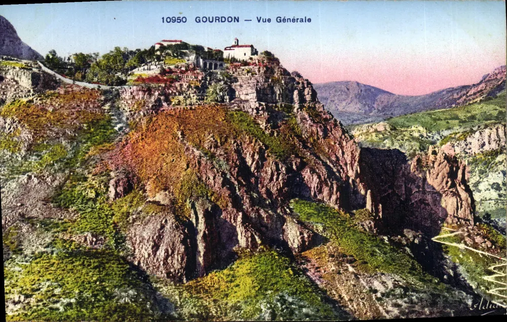 Gourdon — Widok Ogólny — Stara pocztówka. Wydawnictwo Les Belles Éditions, Nice - Awers
