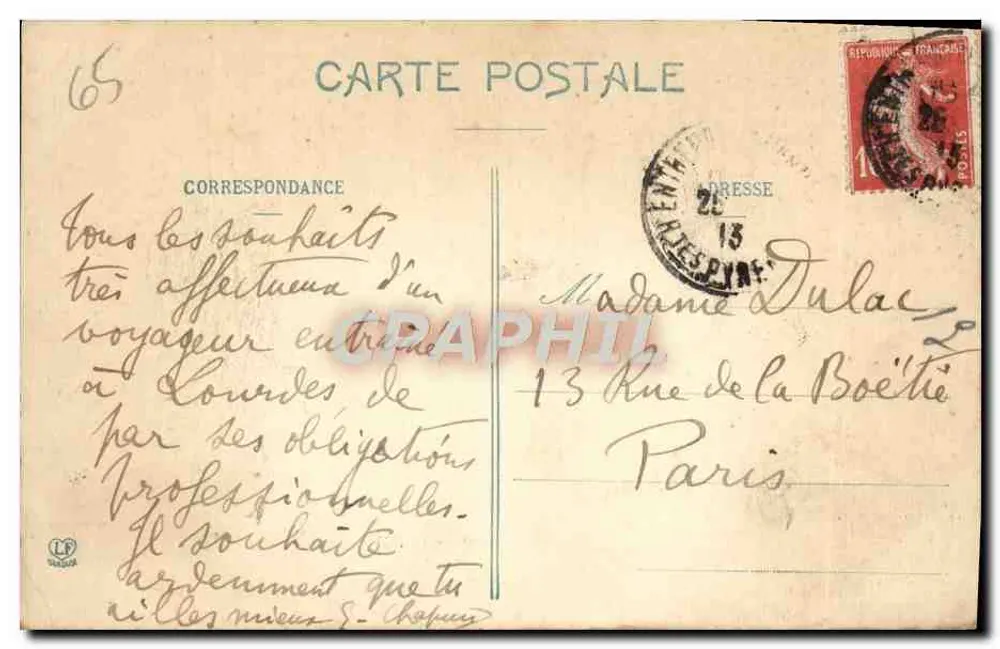 Lourdes — Vue sur le Gave et la Basilique — Édition La Juche, Toulouse - Rückseite