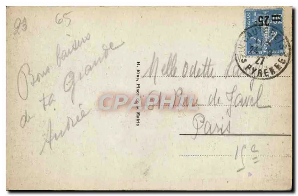 Cauterets - A Fonte Mãe de Mauhourat — editor desconhecido, n° 46 - Verso