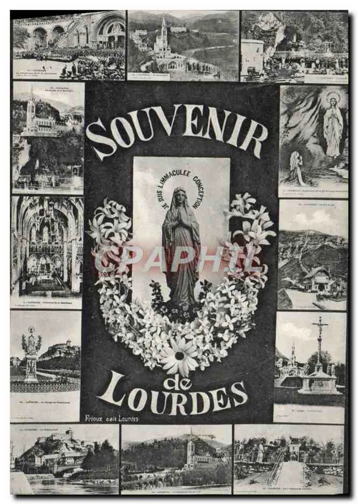 Lourdes — Lembrança de Lourdes — editor Frioux - Frente