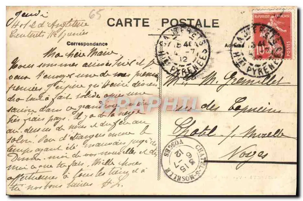 Cauterets - Vista geral, Mamalon-Vert — Os Pirineus, editor não identificado, n° 398 - Verso