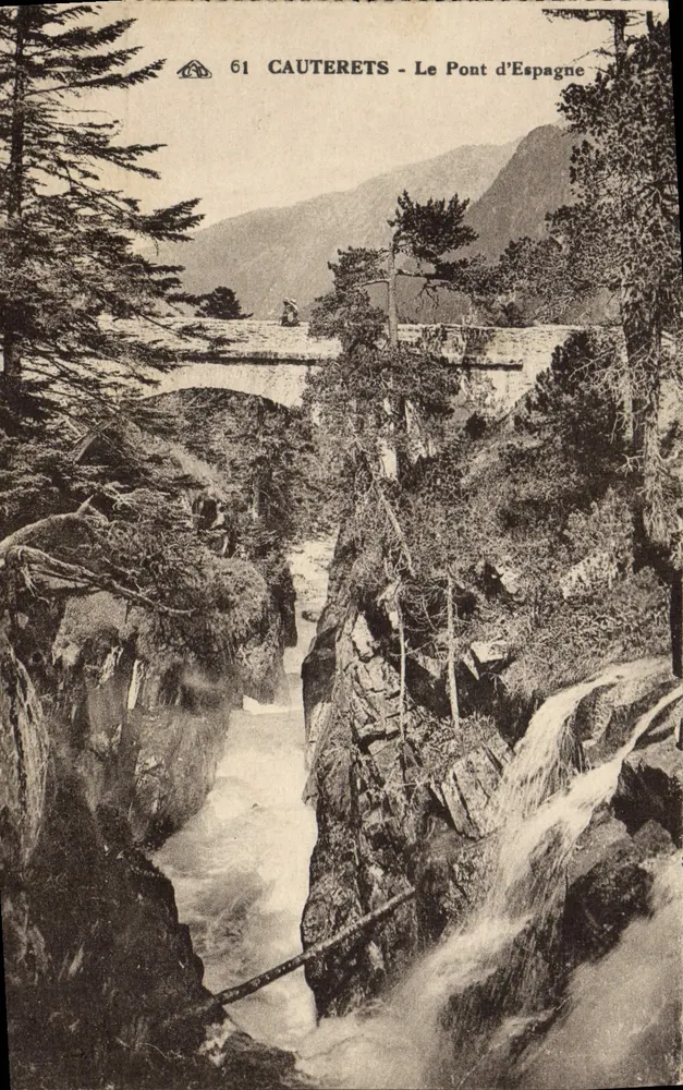 Cauterets - O Ponte d'Espagne — editor Châlaisienne des Arts Photographiques, Strasbourg, n° 61 - Frente