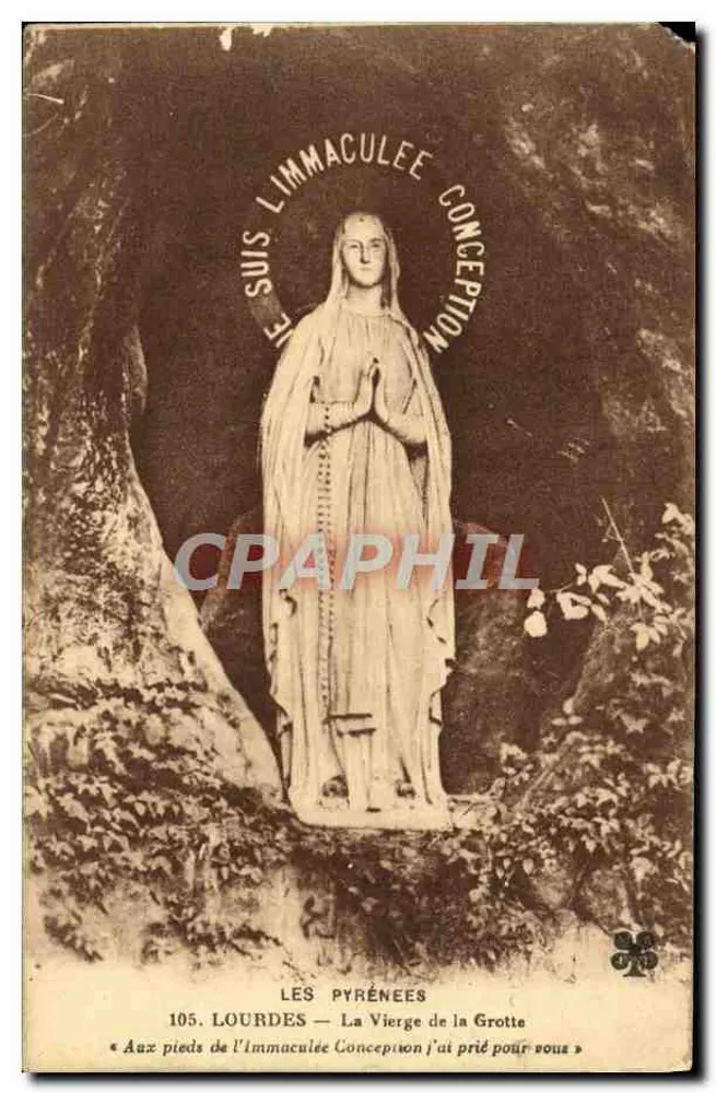 LOURDES — 동굴의 성모 — 출판사 미상, 번호 105 - 앞면