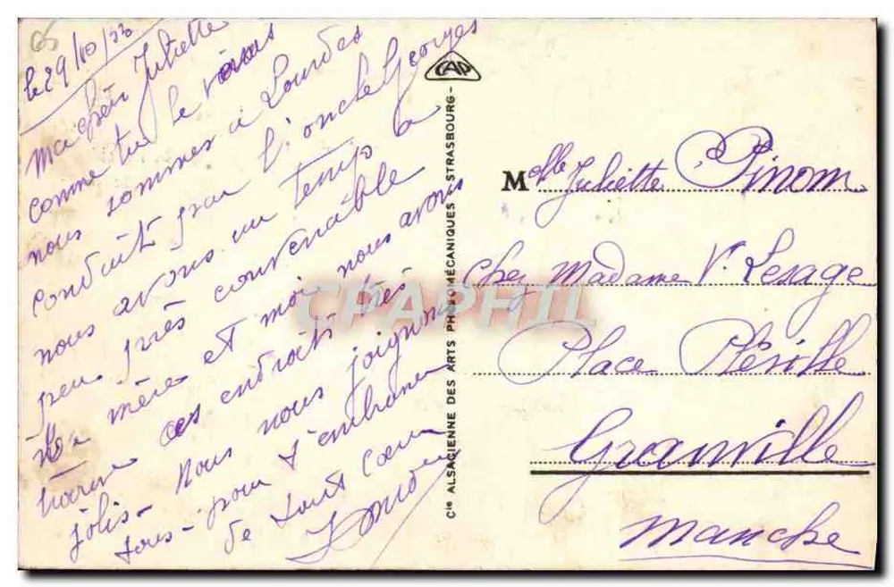 Lourdes - A Basílica e o Gave — editor Cie Alsacienne des Arts Mécaniques, n° 256 - Verso