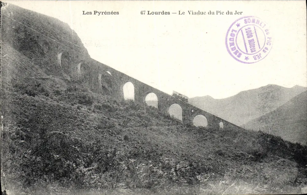 Les Pyrénées — 67 Lourdes — Le Viaduc du Pic du Jer — Sireygeot édit, Limoges-Lourdes - Frente