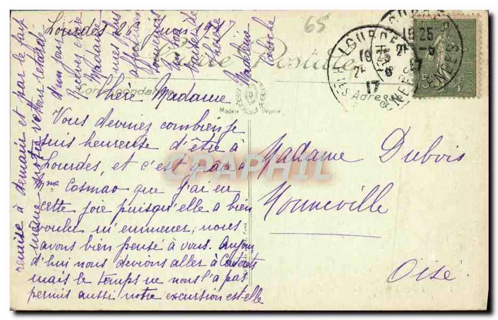 Lourdes — Die Tal der Argelès und die Pyrénées von der Pic du Jer aus gesehen — LL. — Nr. 157 - Rückseite