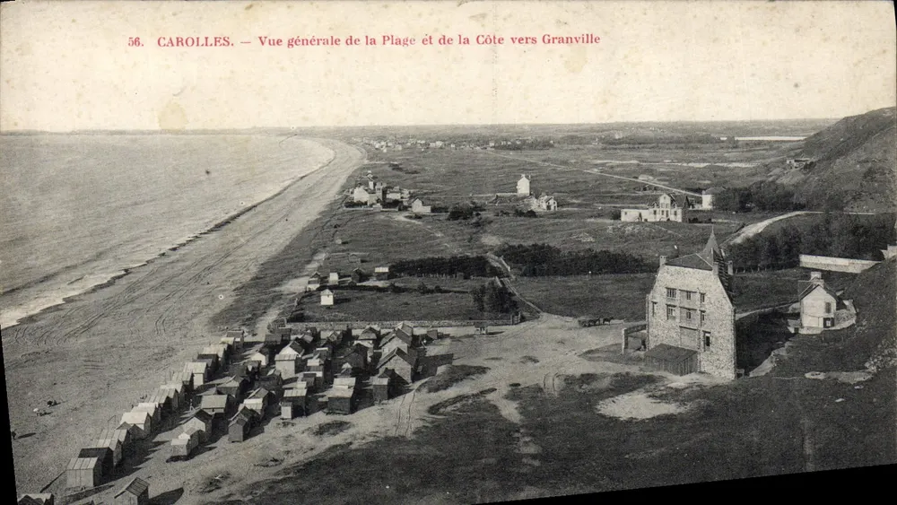 Carolles — Allgemeiner Blick auf den Strand und die Küste in Richtung Granville — Unbekannter Verlag, Nr. 56 - Vorderseite
