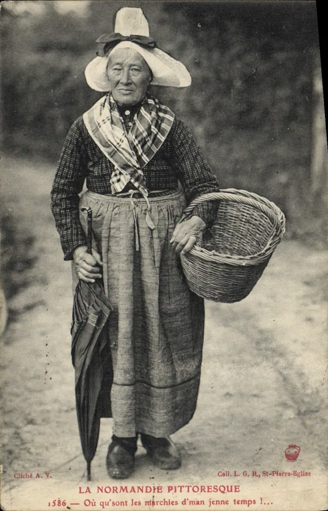 Pittorelle normannische Frau — Pictorial Normandy — Cliché A.V., Coll. L.G.B., St-Pierre-Eglise - Vorderseite
