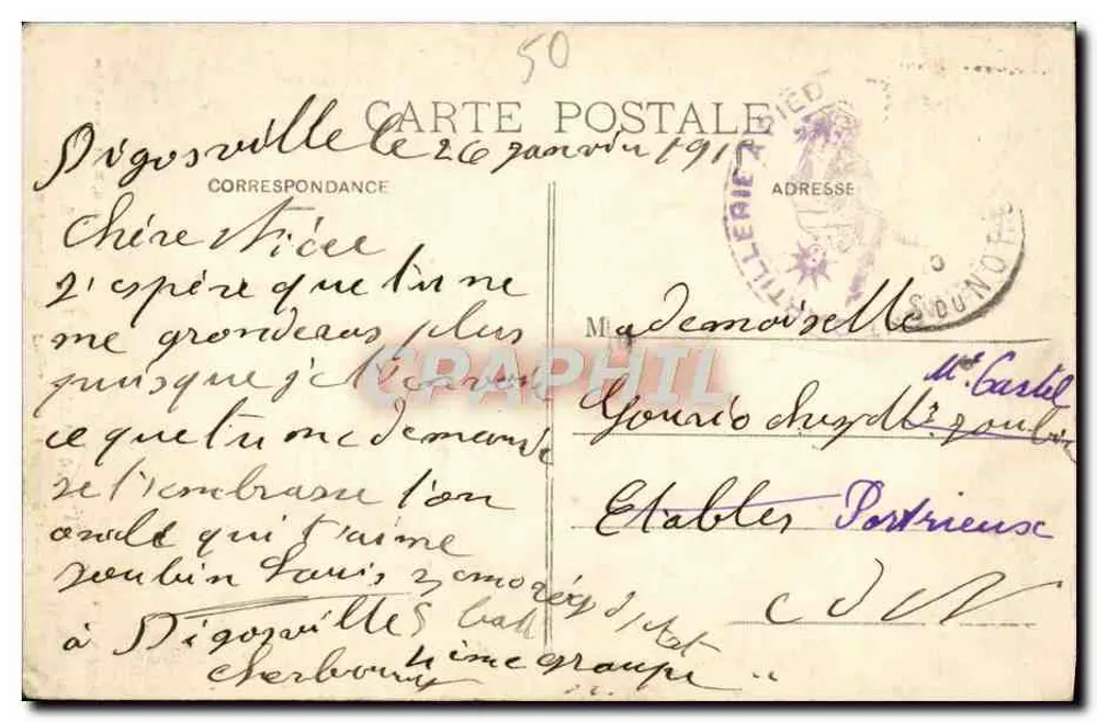 Pittorelle normannische Frau — Pictorial Normandy — Cliché A.V., Coll. L.G.B., St-Pierre-Eglise - Rückseite