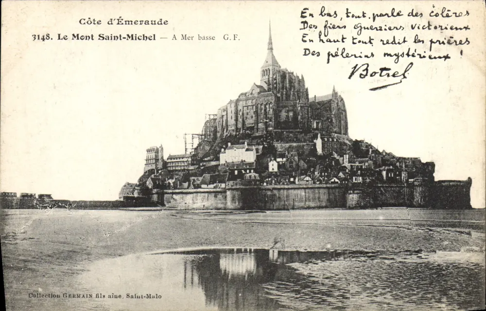 O Mont Saint-Michel — A Mar baixa G.F. — Coleção GERMAIN filho mais velho, Saint-Malo - Frente