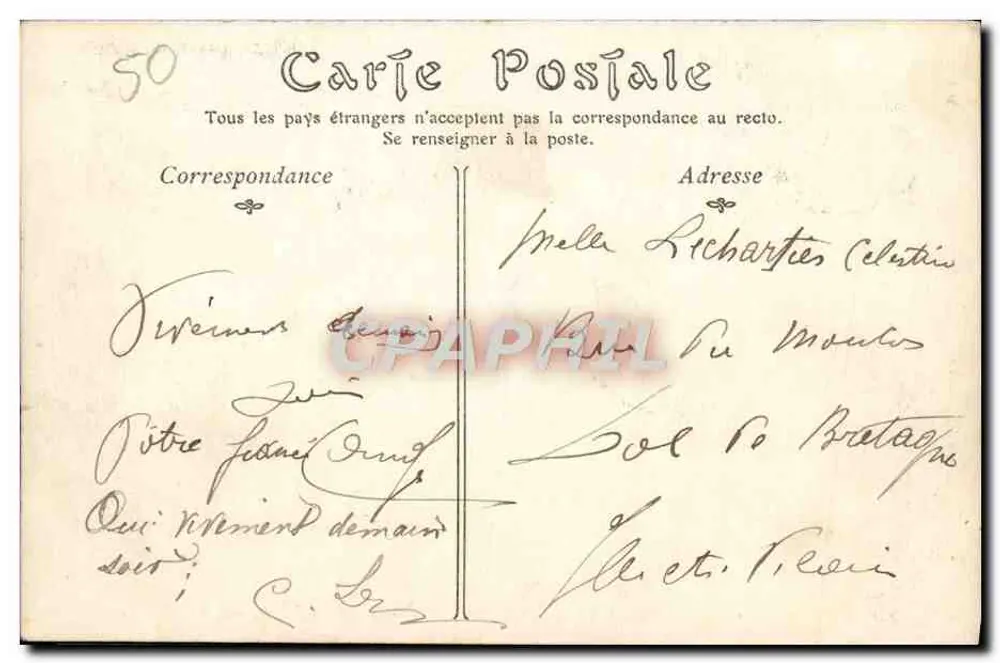 Mont Saint-Michel — Ansicht vom Deich, Seite der Ankunft — D. Phot - Rückseite