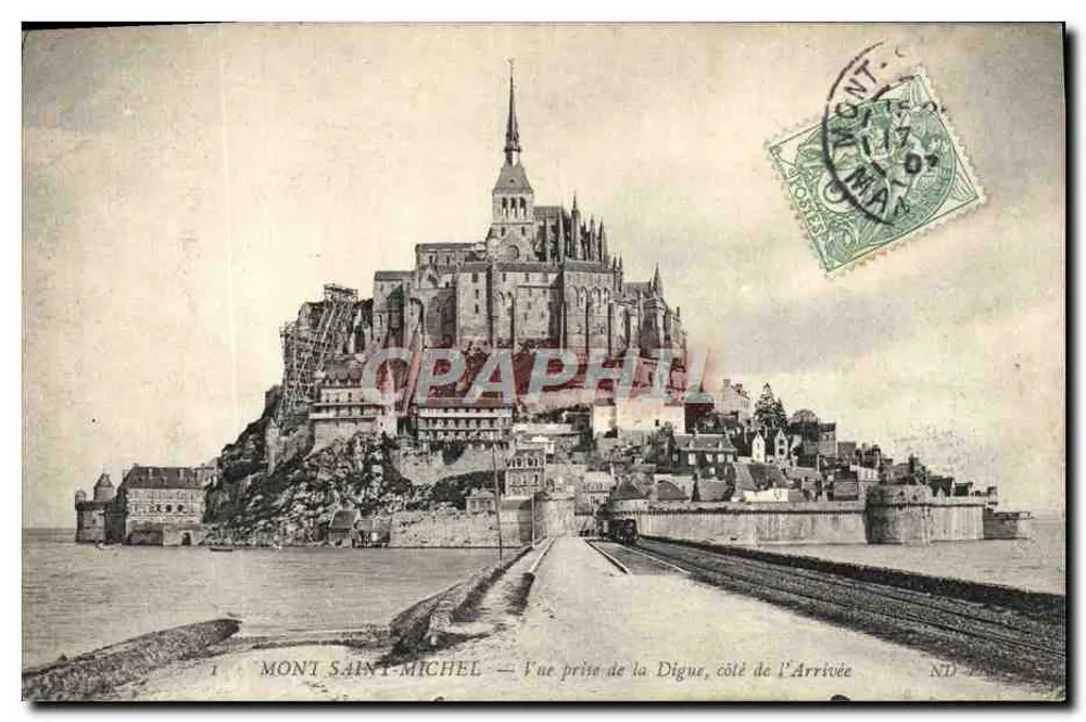 Mont Saint-Michel — Ansicht vom Deich, Seite der Ankunft — ND - Vorderseite