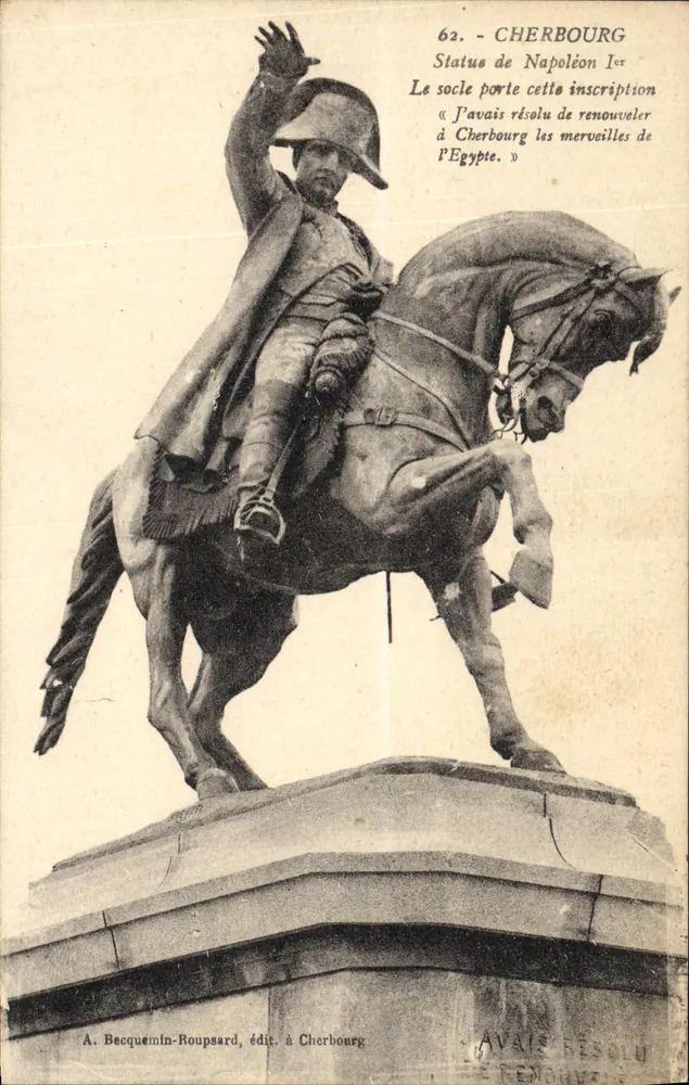 Cherbourg — Estátua de Napoleão I — A. Becquemin-Roupsard, editor em Cherbourg - Frente