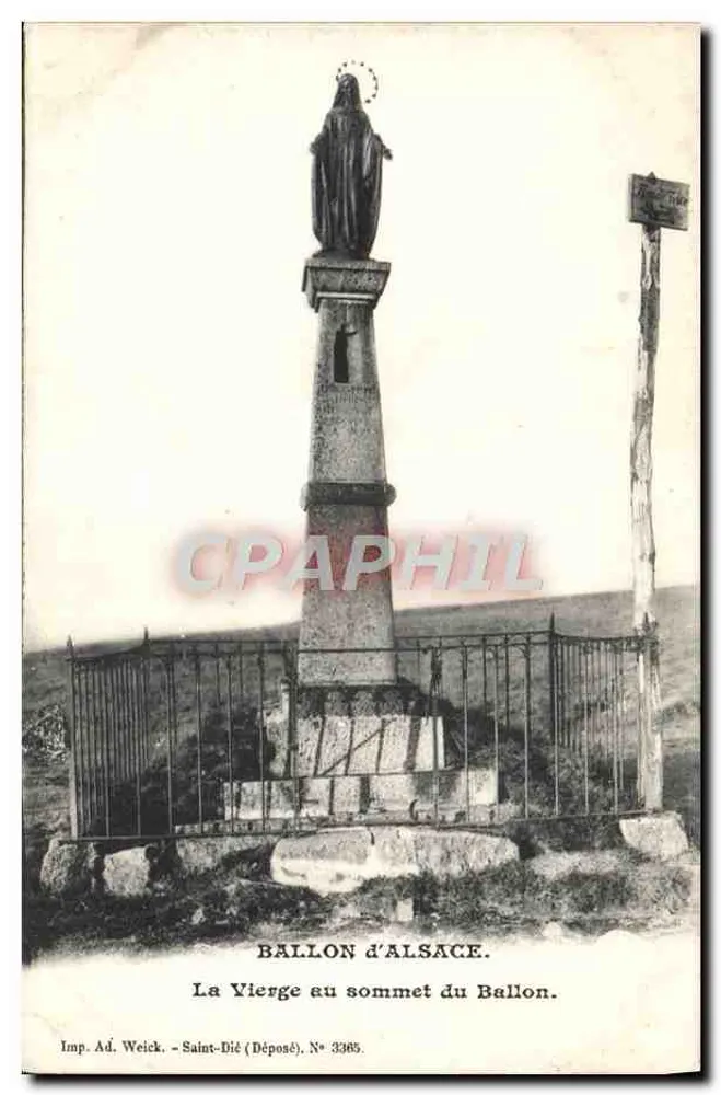 La Vierge au sommet du Ballon — statue sur piédestal avec grille — éditeur Imp. Ad. Weick, Saint-Dié, n° 3365 - Vorderseite