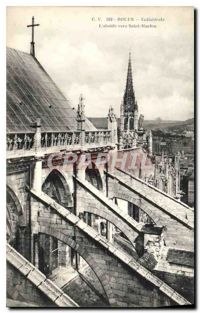 Rouen — Catedral — A abside voltada para Saint-Maclou - Frente