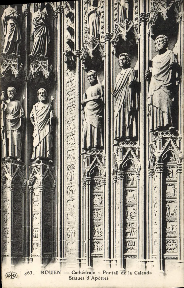 Rouen — Kathedrale — Portal der Calende — Statuen der Apostel — Verlag B.D. n° 463 - Vorderseite