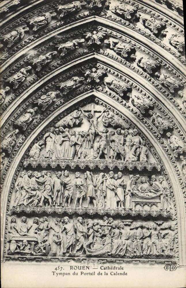 Rouen — Kathedrale — Tympan des Portals von la Calende — Verlag E-D, Nr. 457 - Vorderseite