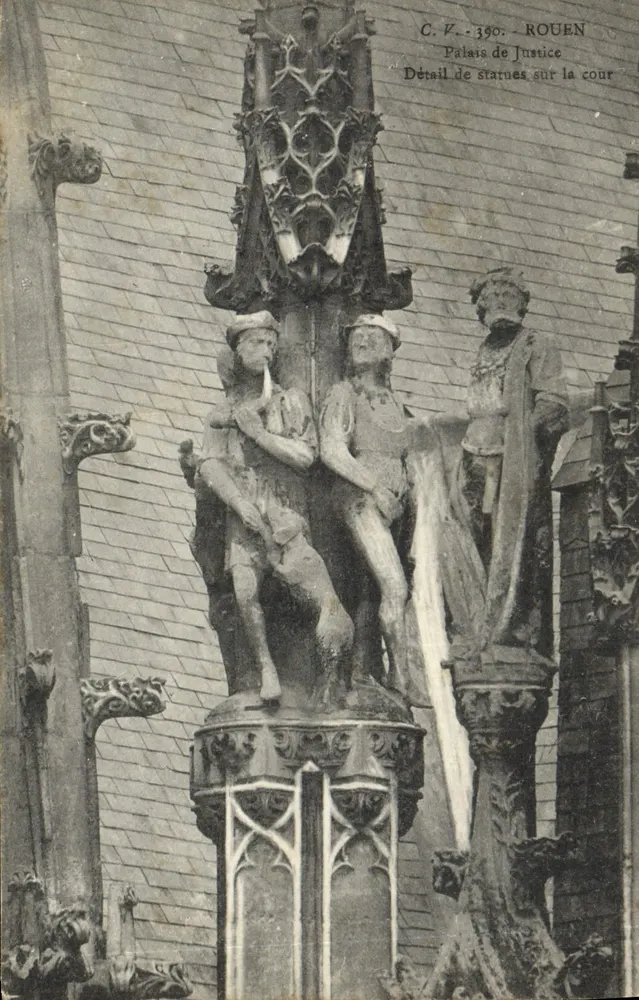 Rouen — Palast der Gerechtigkeit, Detail der Statuen auf dem Hof — C.V. 390 - Vorderseite